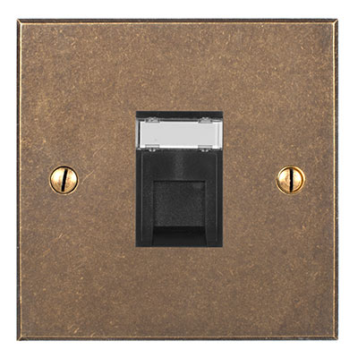 1 Gang Black RJ45 Socket Bevelled Plate