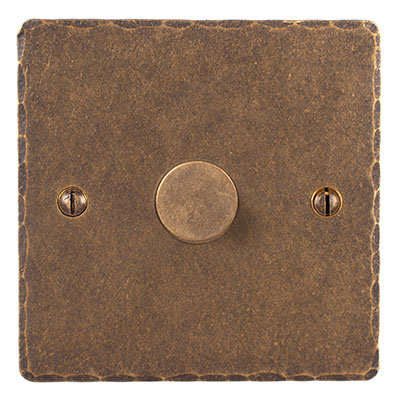 1 Gang Rotary Dimmer Hammered Plate