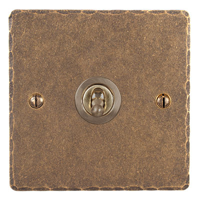 1 Gang Brass Dolly Switch Hammered Plate
