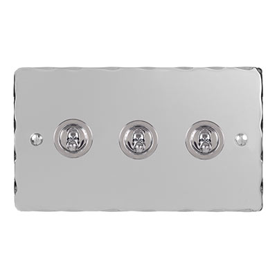 3 Gang Chrome Dolly Nickel Hammered Plate