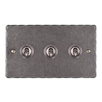 3 Gang Steel Dolly Switch Hammered Plate
