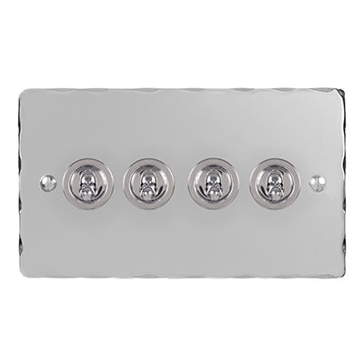 4 Gang Chrome Dolly Nickel Hammered Plate