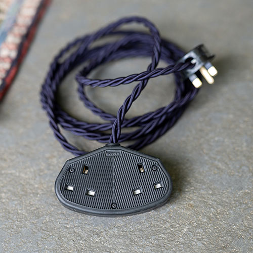 2 Gang Braided 3m Extension Lead in Midnight Blue
