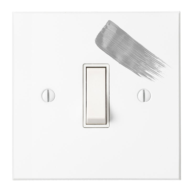 1 Gang White Grid Switch in Primed Paintable, Bevelled