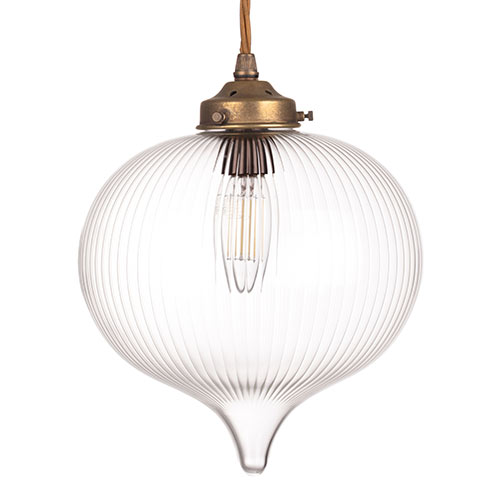 Ava Fine Fluted Pendant Light in Antiqued Brass