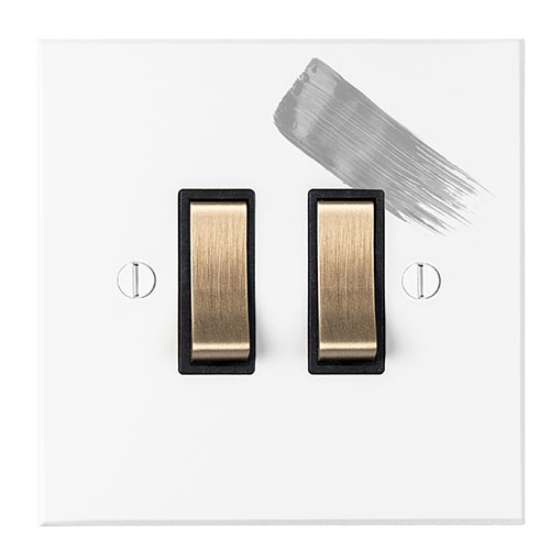 2 Gang Brass Grid Switch in Primed Paintable, Bevelled