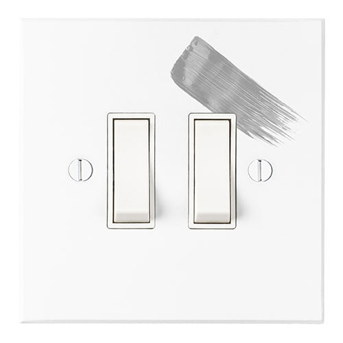 2 Gang White Grid Switch in Primed Paintable, Bevelled