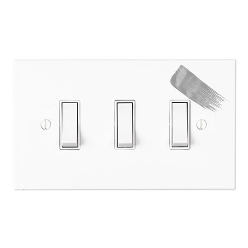 3 Gang White Grid Switch in Primed Paintable, Bevelled