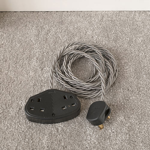 2 Gang Braided 2m Extension Lead in Dark Grey