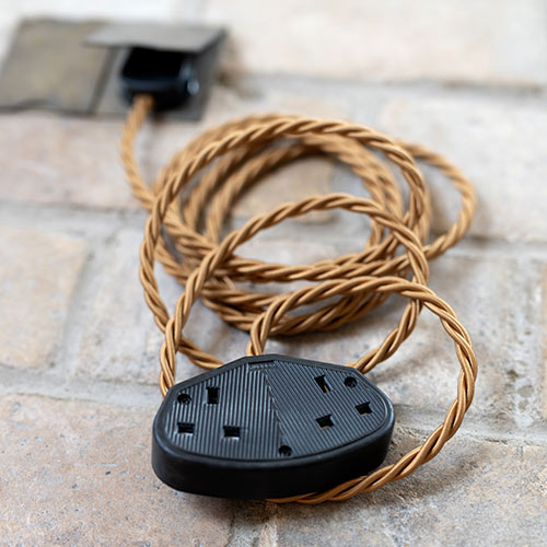 2 Gang Braided 3m Extension Lead in Bronze