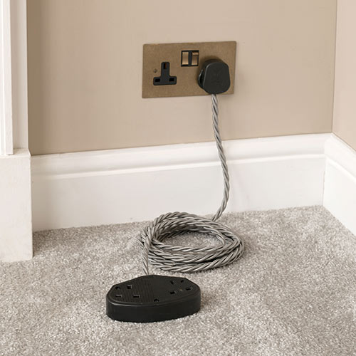 2 Gang Braided 3m Extension Lead in Dark Grey