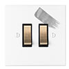 2 Gang Brass Grid Switch in Primed Paintable, Bevelled