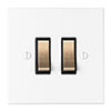 2 Gang Brass Grid Switch in Primed Paintable, Bevelled
