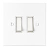2 Gang White Grid Switch in Primed Paintable, Bevelled