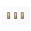 3 Gang Brass Grid Switch in Primed Paintable, Bevelled