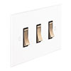 3 Gang Brass Grid Switch in Primed Paintable, Bevelled