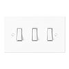 3 Gang White Grid Switch in Primed Paintable, Bevelled
