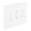 3 Gang White Grid Switch in Primed Paintable, Bevelled