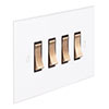 4 Gang Brass Grid Switch in Primed Paintable, Bevelled