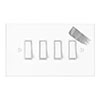 4 Gang White Grid Switch in Primed Paintable, Bevelled
