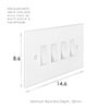 4 Gang White Grid Switch in Primed Paintable, Bevelled