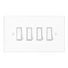 4 Gang White Grid Switch in Primed Paintable, Bevelled
