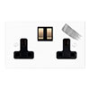 13amp 2 Gang Socket in Primed Paintable, Bevelled, Brass Switches