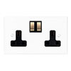 13amp 2 Gang Socket in Primed Paintable, Bevelled, Brass Switches