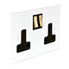 13amp 2 Gang Socket in Primed Paintable, Bevelled, Brass Switches