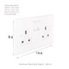 13amp 2 Gang Socket in Primed Paintable, Bevelled, White Switches