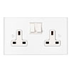 13amp 2 Gang Socket in Primed Paintable, Bevelled, White Switches