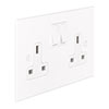 13amp 2 Gang Socket in Primed Paintable, Bevelled, White Switches