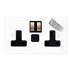 13amp 2 Gang Socket USB - Port A\C in Primed Paintable, Bevelled, Brass Switches