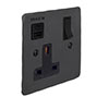 13 Amp 1 Gang Socket USB-A\C Port Beeswax, Hammered, Black Switches