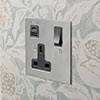 13 Amp 1 Gang Socket USB-A\C Port Nickel, Bevelled, Black Switches