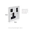 13 Amp 1 Gang Socket USB-A\C Port Nickel, Bevelled, Black Switches