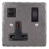 13 Amp 1 Gang Socket USB-A\C Port Polished, Hammered, Black Switches