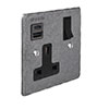 13 Amp 1 Gang Socket USB-A\C Port Polished, Hammered, Black Switches