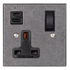 13Amp 1 Gang Socket USB-A\C Polished, Bevelled, Black Switches