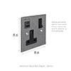 13Amp 1 Gang Socket USB-A\C Polished, Bevelled, Black Switches
