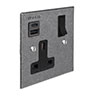 13Amp 1 Gang Socket USB-A\C Polished, Bevelled, Black Switches