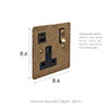 13 Amp 1 Gang Socket USB-A\C Port In Antiqued Brass Hammered, Brass Switches