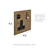 13 Amp 1 Gang Socket USB-A\C Port In Antiqued Brass, Bevelled, Brass Switches