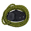 2 Gang Braided 2m Extension Lead in Olive Green