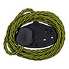 2 Gang Braided 3m Extension Lead in Olive Green