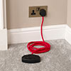 2 Gang Braided 3m Extension Lead in Poppy Red