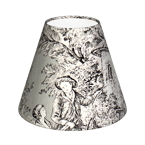 Candle Shade in Grey Pastoral Toile De Jouy