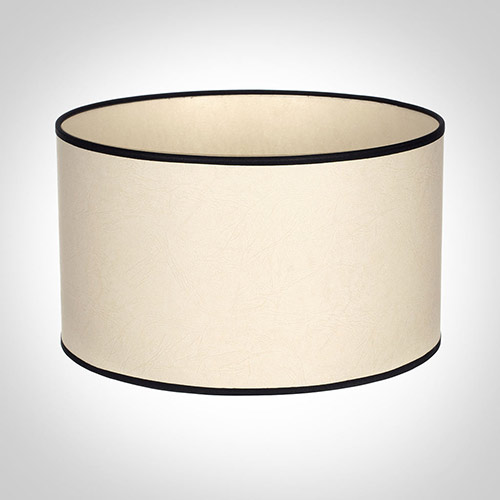 40cm Wide Cylinder Shade in Parchment with Black Trim