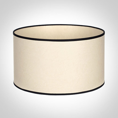 45cm Wide Cylinder Shade in Parchment with Black Trim