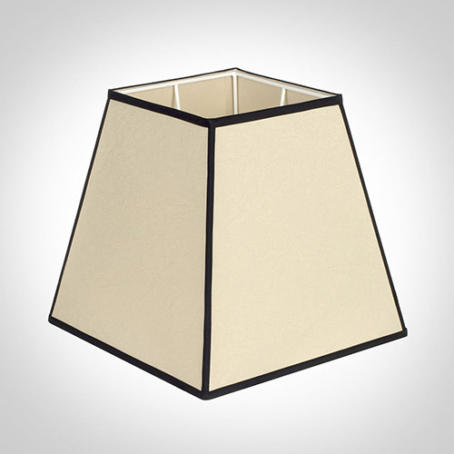 40cm Sloped Square Shade in Parchment with Black Trim